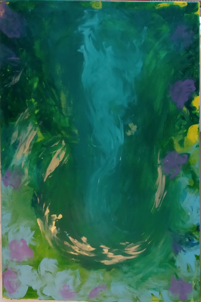 hlas země, akryl na plátně, 50 x 70 cm